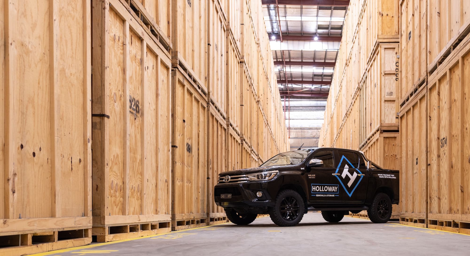 Holloway vehicle in a warehouse