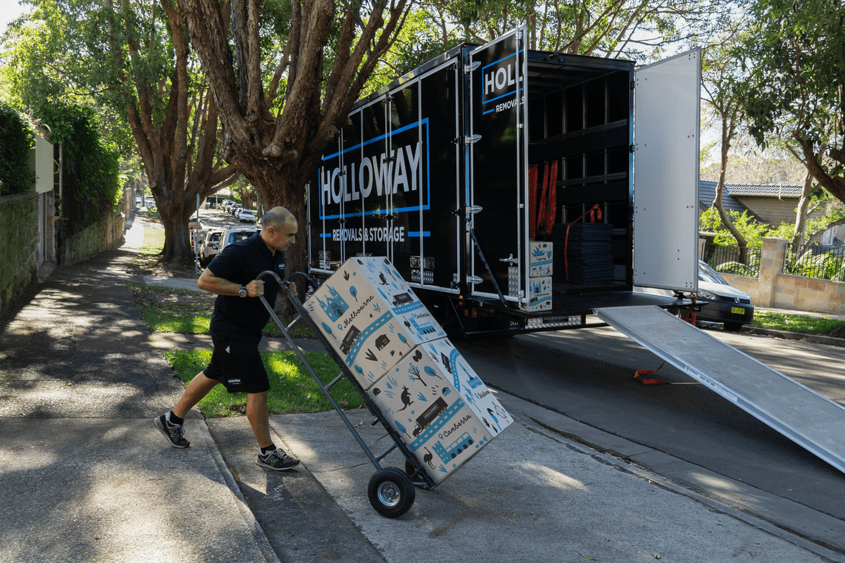 Holloway removalist truck on a leafy Melbourne Eastern Suburbs street