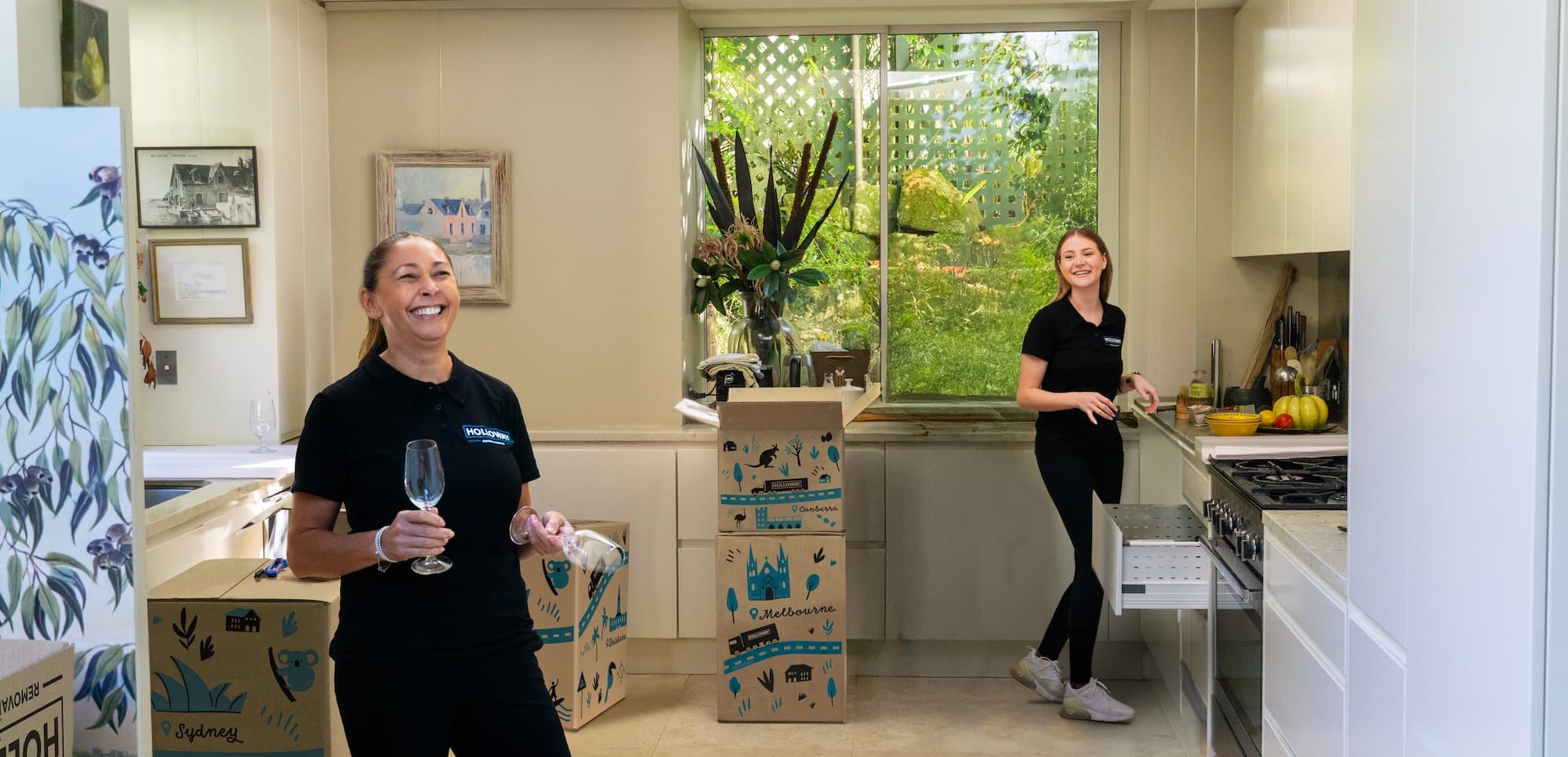 Team with removal trucks