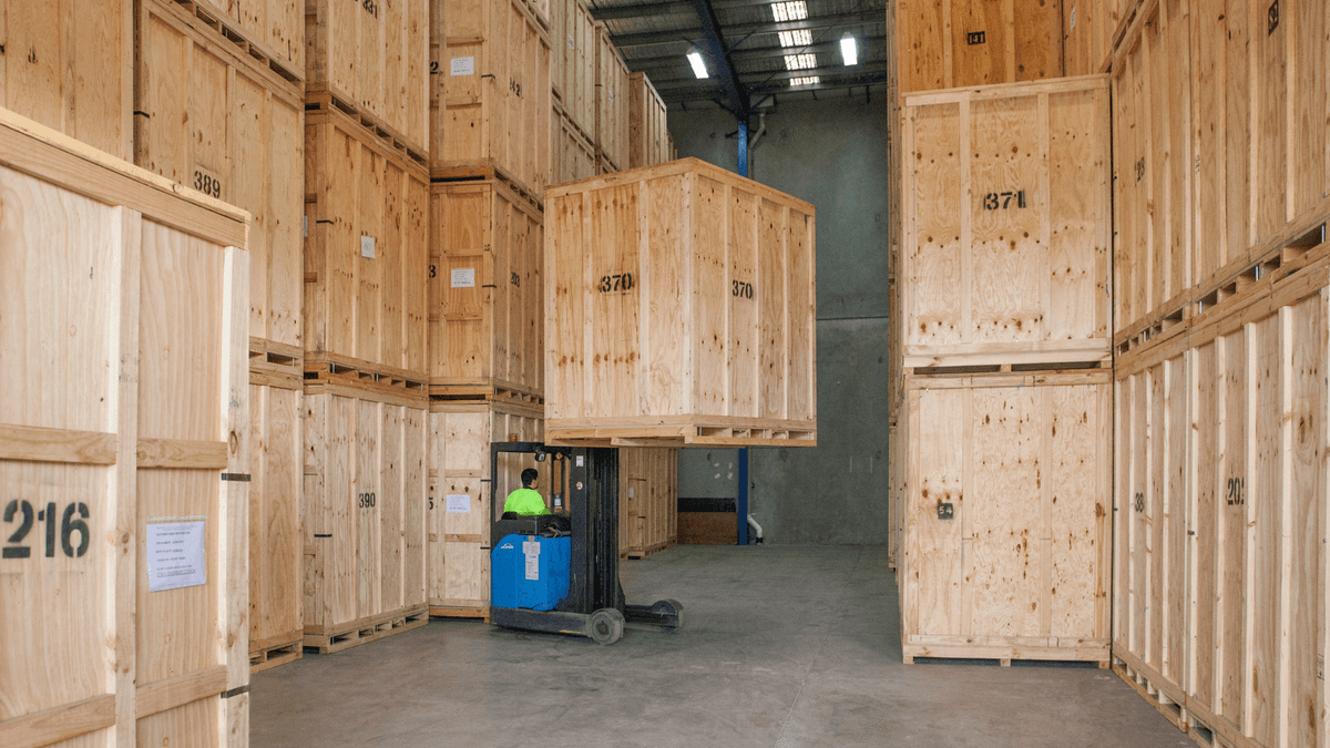 Self storage facility in Sydney with wooden storage crates