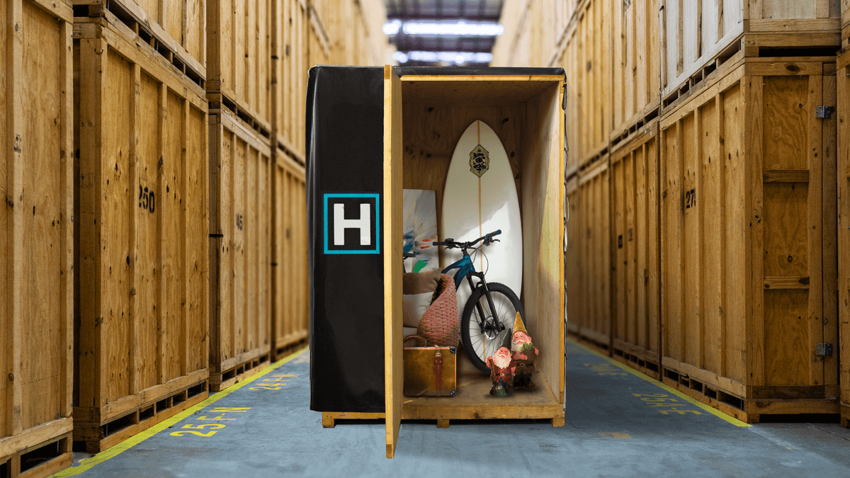 Holloway storage unit with household items in secure storage facility