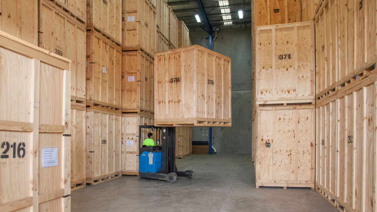 Self storage facility in Sydney with wooden storage crates