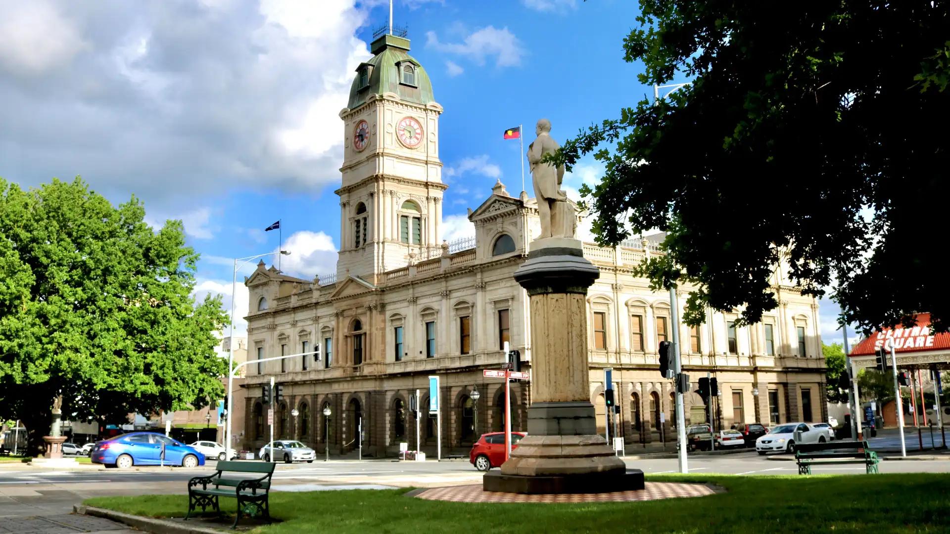 Ballarat town hall and heritage streetscape on Sturt Street